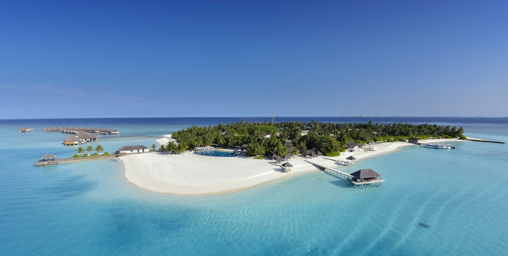 Aerial view of Velassaru resort in the Maldives