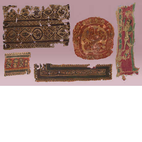 Five fragments of ancient textiles from the Rietz Collection of Textiles (Coptic Egypt and pre-Columbian Peru)
