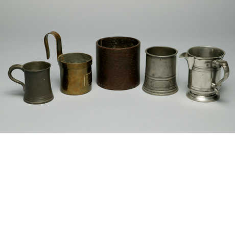Five different types of cups from the Rietz Collection of Food Technology