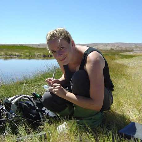 Dr. Kathryn Bywaters collecting data in the field