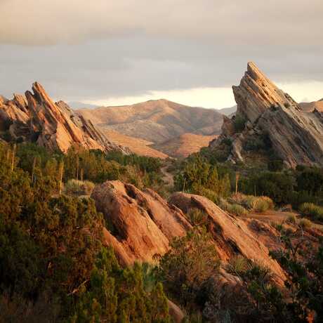 Dramatic Vasquez Rocks in Agua Dulce, California, are evidence of the San Andreas faultline