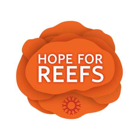 Hope for Reefs wordmark with orange coral reef illustration