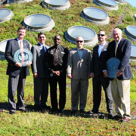 LEED operations team on the Living Roof. 