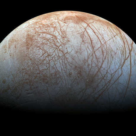 At about 3100 kilometers (1940 miles) wide, the jovian moon Europa has an underground ocean beneath a surface layer of ice.