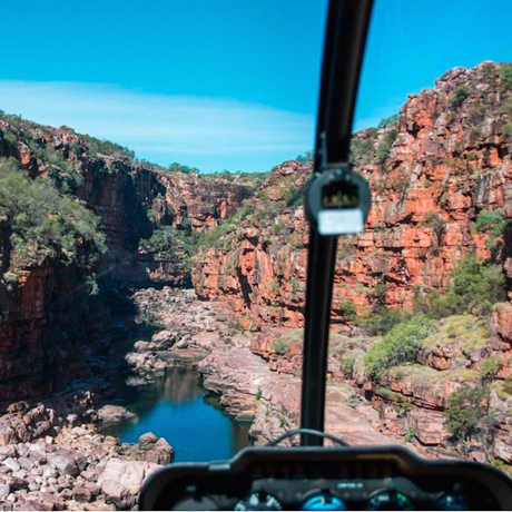 The team dropped into remote Kimberley gorges by helicopter, Matthew Le Feuvre and James Shelley