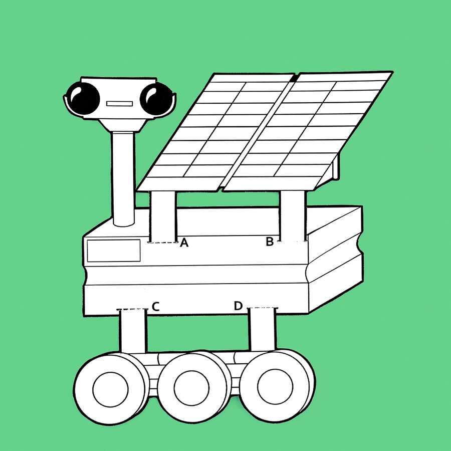 Paper doll craft of a space rover