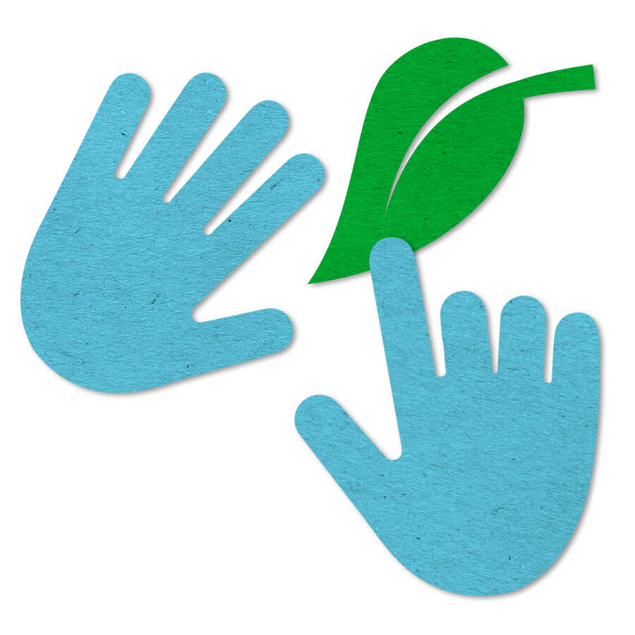 Hands and leaf made of felt