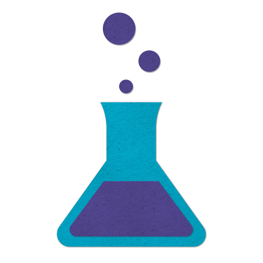 Blue chemistry beaker felt icon