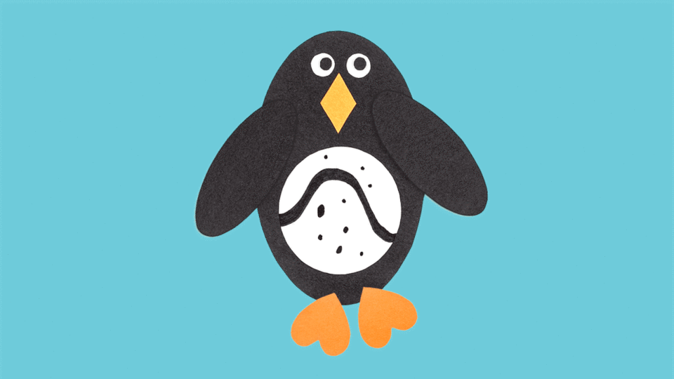 Animated GIF of felt penguin flapping its wings