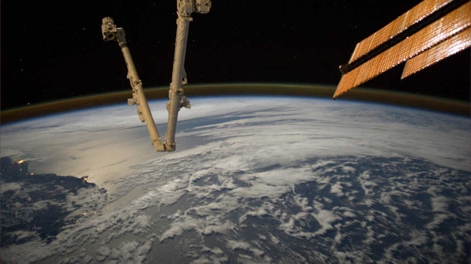 The ISS over the limb of planet Earth
