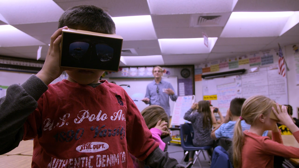 Student using VR headset