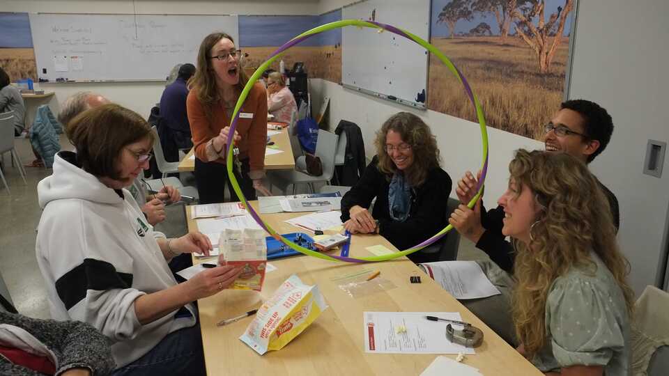 teacher workshop with hula hoop for species count
